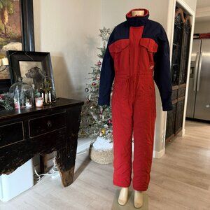 1990's BELFE Ski Suit red&royal blue high zip neck so many pockets